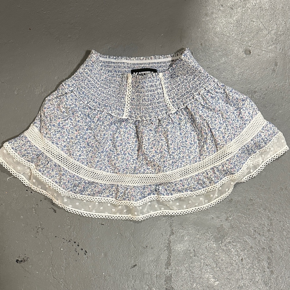 Katie J NYC Blue Floral Skater Skirt girls large